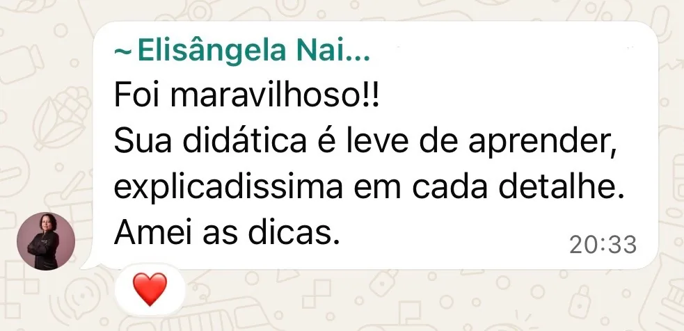Depoimento de aluna sobre a didática da Mia
